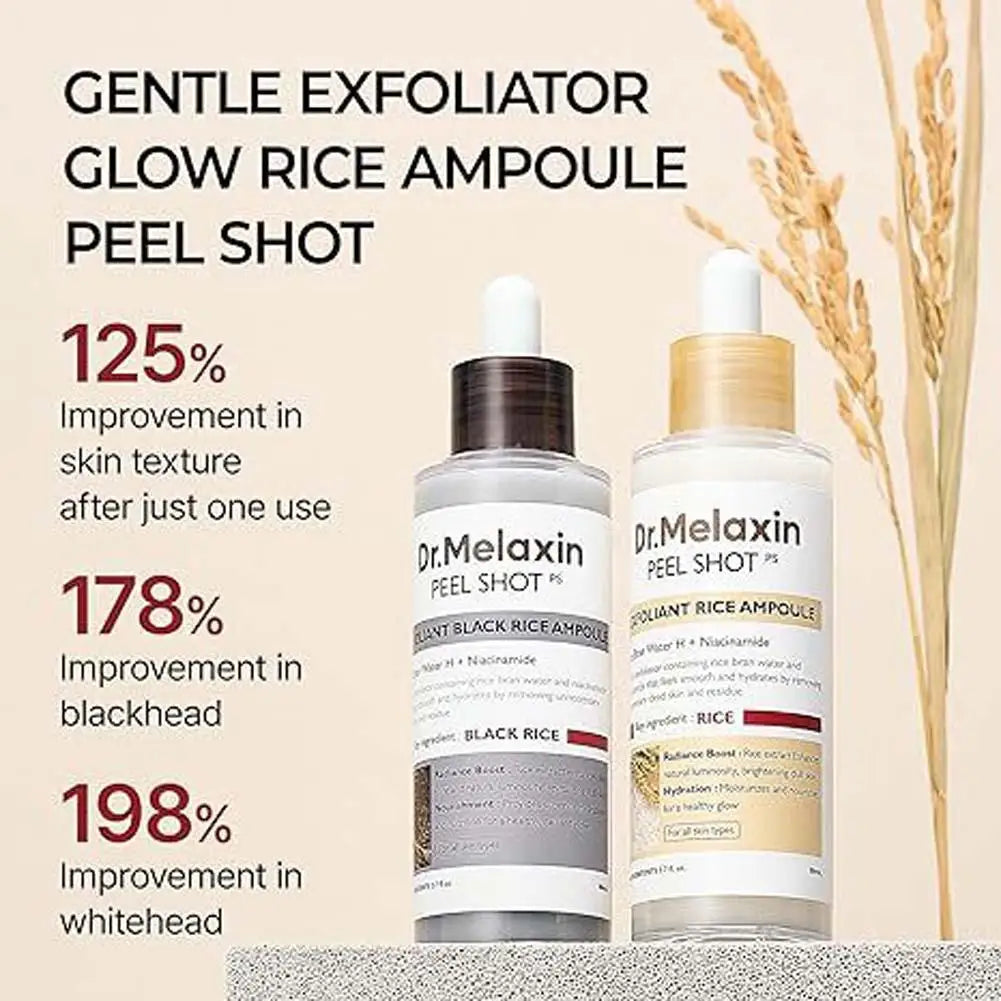 Dr. Melaxin Exfoliating White and Black Rice Ampoule Gentle Exfoliation Rice Exfoliating Essence Moisturizing Peel Shot Skincare