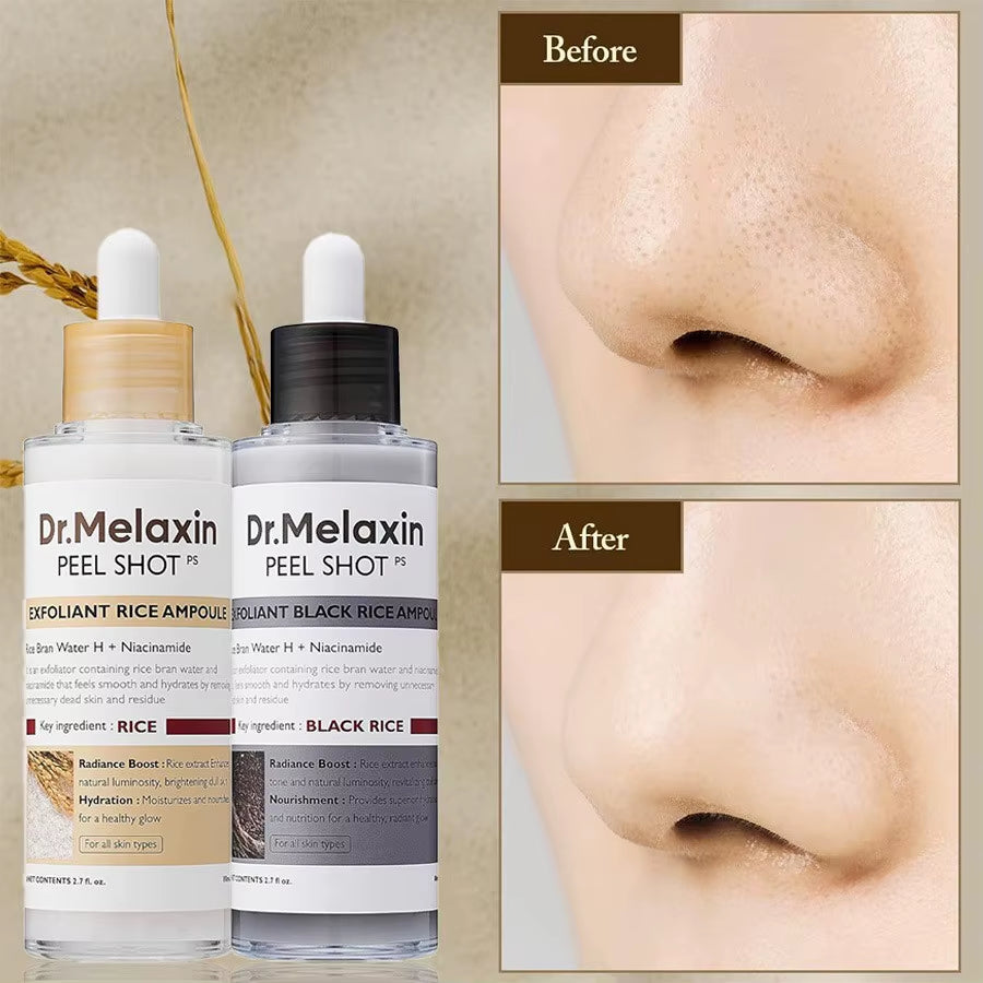 Dr. Melaxin Exfoliating White and Black Rice Ampoule Gentle Exfoliation Rice Exfoliating Essence Moisturizing Peel Shot Skincare