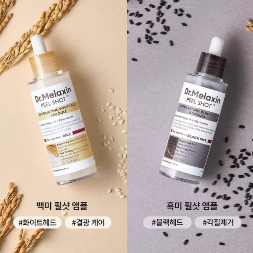 Dr. Melaxin Exfoliating White and Black Rice Ampoule Gentle Exfoliation Rice Exfoliating Essence Moisturizing Peel Shot Skincare
